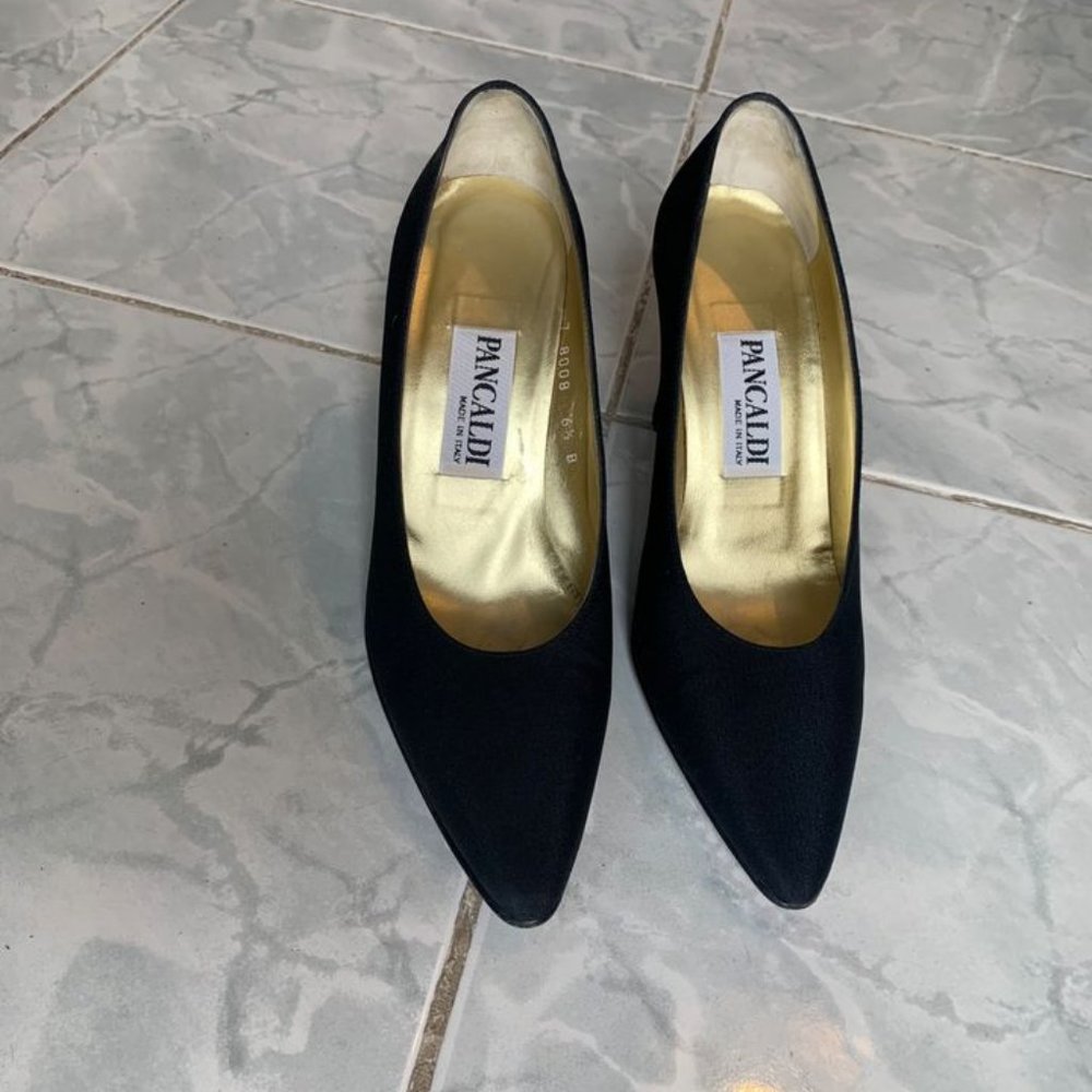 Pancaldi Black Satin Pumps - Made in Italy